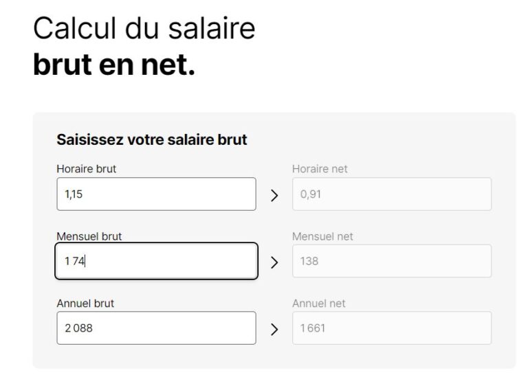 calcul dun salaire brut a net