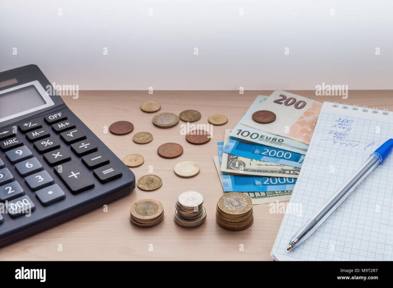 calculatrice avec des pieces de monnaie 1