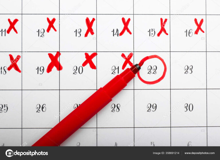 calendrier avec une date marquee en rouge