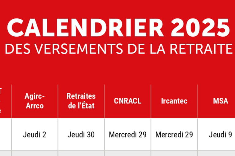 calendrier des paiements de retraite