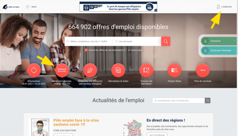 capture decran du site pole emploi