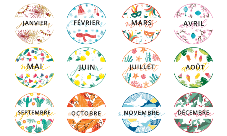 des calendriers avec des mois illustres