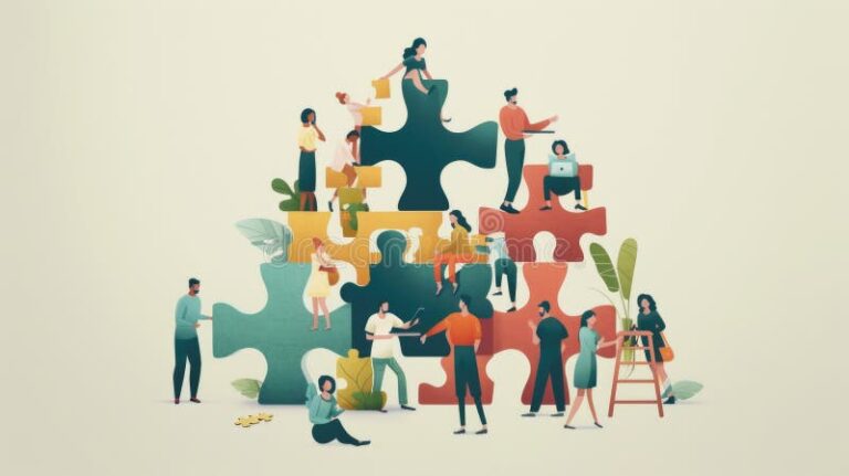 Comment trouver des recours efficaces pour résoudre des mots fléchés 1 des personnes collaborant autour dun puzzle