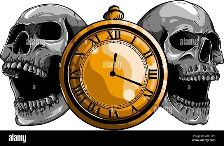 horloge avec des symboles de deces