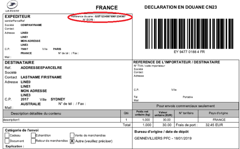 interface du back office de la poste