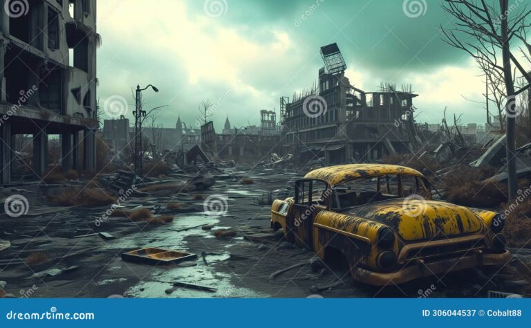 paysage apocalyptique avec des ruines