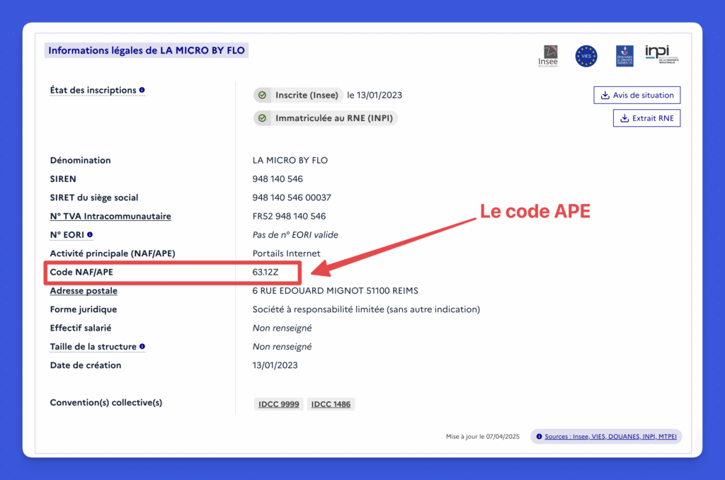 Quel est le code APE pour les prestations de service aux entreprises 4 Quel est le code APE pour les prestations de service aux entreprises