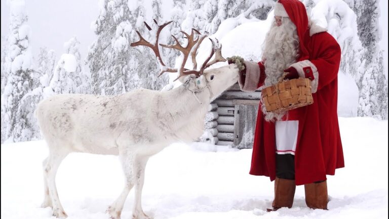 rennes du pere noel dans un paysage enneige