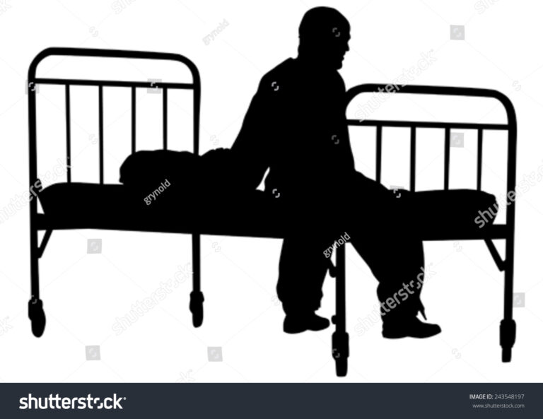 silhouette dune personne malade au lit