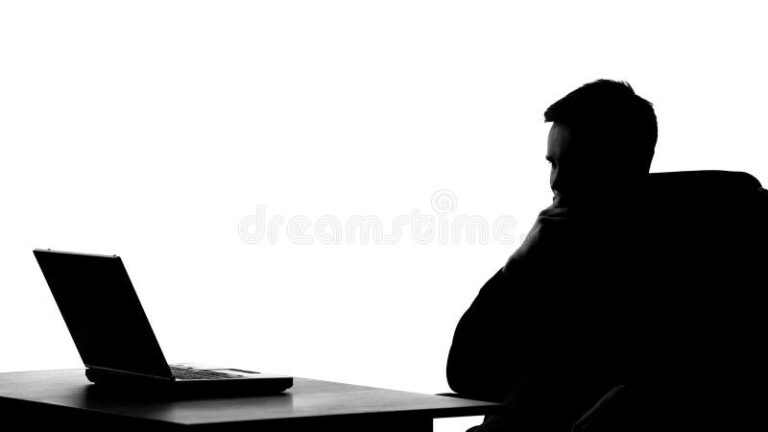 Pourquoi ne pas répondre à une proposition d'emploi de Pôle Emploi 48 silhouette pensante devant un ordinateur