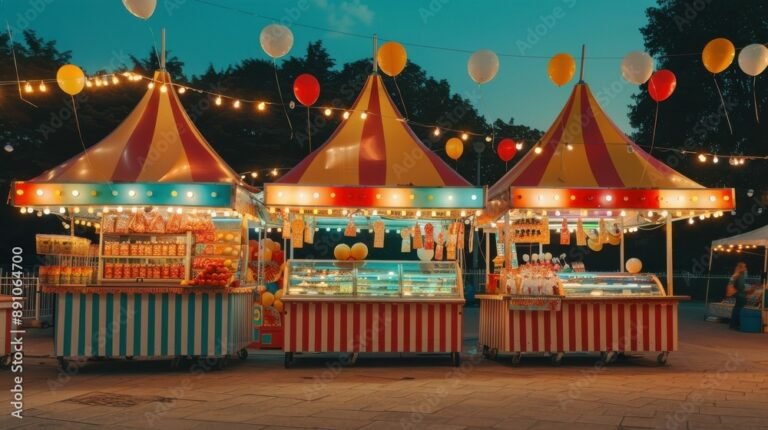 stands decores avec des lumieres festives