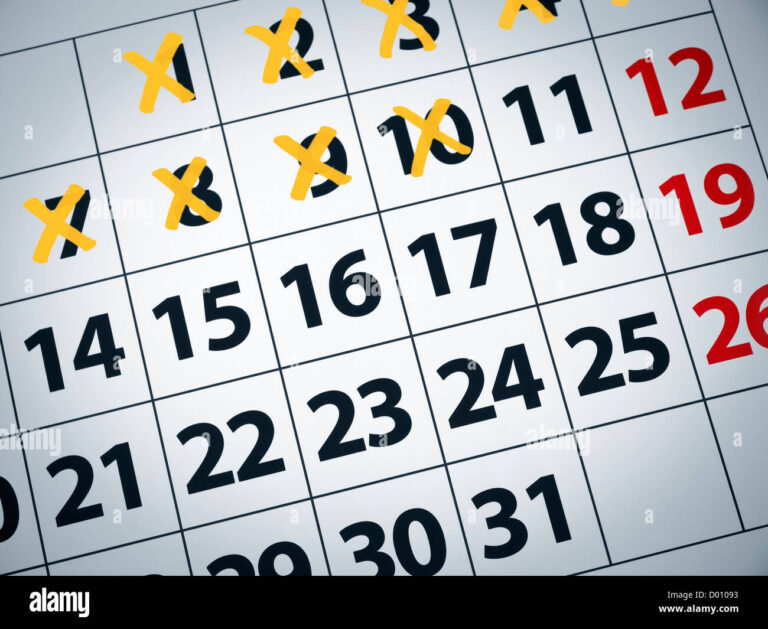 un calendrier avec des jours barres