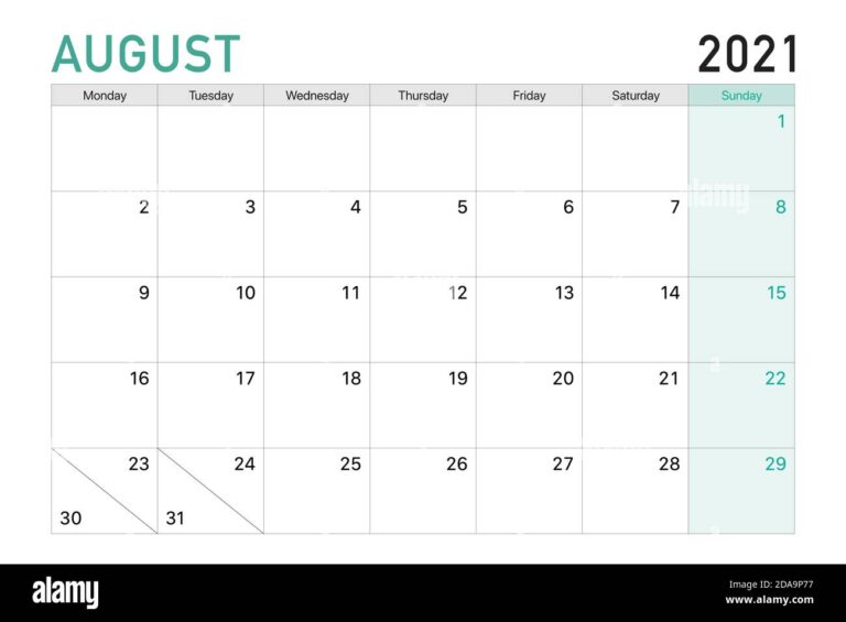 un calendrier montrant aout et septembre