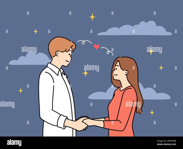 un couple souriant sous un ciel etoile