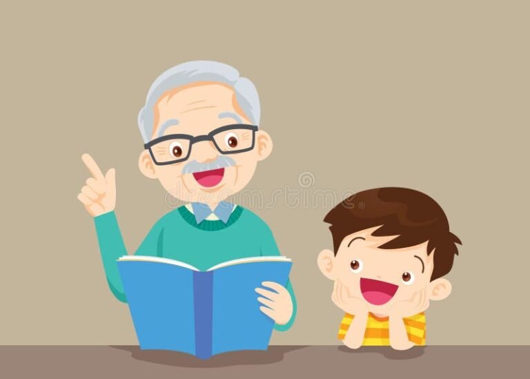 un grand parent lisant un livre a un enfant
