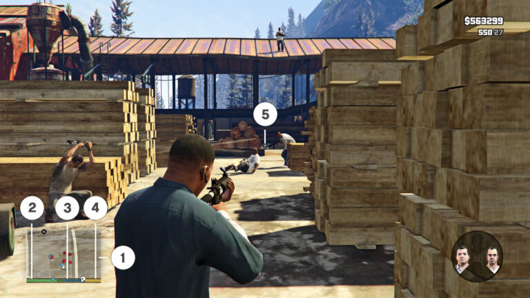 un personnage de gta utilisant un ordinateur