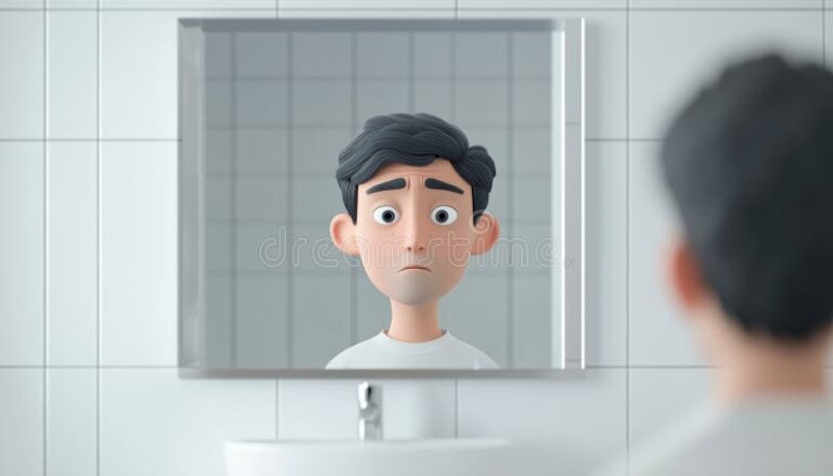 Pourquoi est-il bénéfique de se parler à soi-même et de se répondre 60 une personne reflechissant devant un miroir