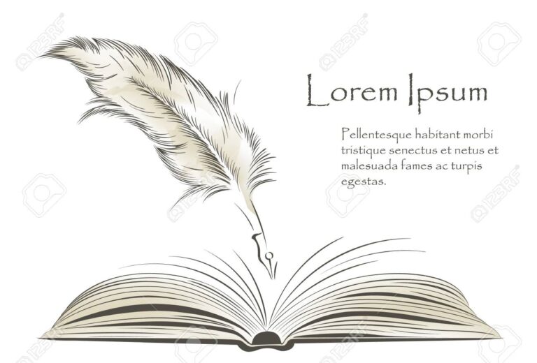 une plume ecrivant sur un carnet ouvert